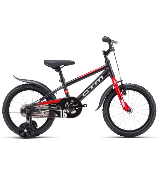 CTM Tommy Kids Bike 16'', Matt Black/Red