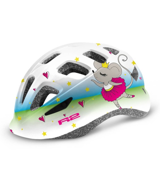 R2 Bunny Kids Helmet, Glossy White/Blue/Pink